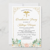 Gold Glitter Roos Garden Nursing Afstuderen Foto Kaart (Voorkant)