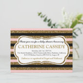 Gold Glitter, Roos Quartz Baby shower Invitation Kaart (Staand voorkant)