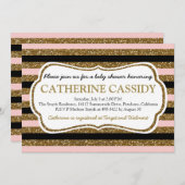 Gold Glitter, Roos Quartz Baby shower Invitation Kaart (Voorkant / Achterkant)