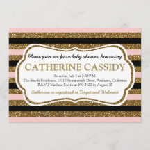 Gold Glitter, Roos Quartz Baby shower Invitation