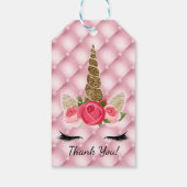 Gold Glitter & Roses Unicorn Birthday Party Cadeaulabel (Achterkant)