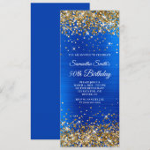Gold Glitter Royal Blue Folie 50th Birthday Kaart (Voorkant / Achterkant)