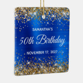 Gold Glitter Royal Blue Folie 50th Birthday Keramisch Ornament (Rechts)
