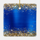 Gold Glitter Royal Blue Folie 50th Birthday Keramisch Ornament (Achterkant)
