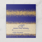 Gold Glitter Royal Blue Plaatskaartje (Buitenkant ongevouwen)