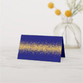 Gold Glitter Royal Blue Plaatskaartje (Achterkant)