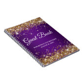Gold Glitter Royal Paars 21st Birthday Guestbook Notitieboek (Rechterzijde)