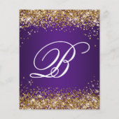 Gold Glitter Royal Paars 50th Birthday Invitation (Achterkant)