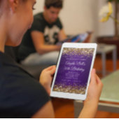 Gold Glitter Royal Paars Monogram 50e verjaardag Kaart