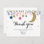 Gold glitter roze en blauwe maan Dank u wel! Bedankkaart (Voorkant / Achterkant)