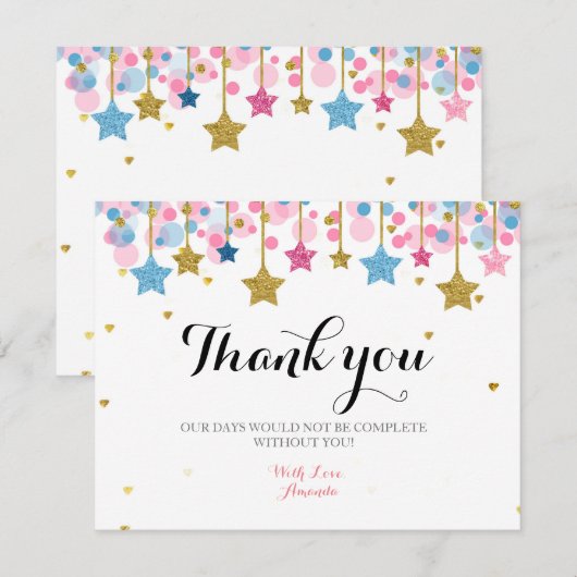 Gold glitter roze maan Dank u wel! Bedankkaart (Voorkant / Achterkant)