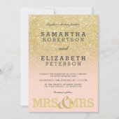 Gold glitter roze ombre lesbiennes kaart (Voorkant)