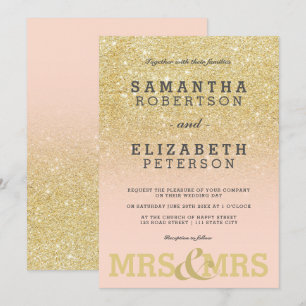 Gold glitter roze ombre lesbiennes kaart