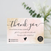 Gold glitter roze penseelbestelling bedankt (Staand voorkant)