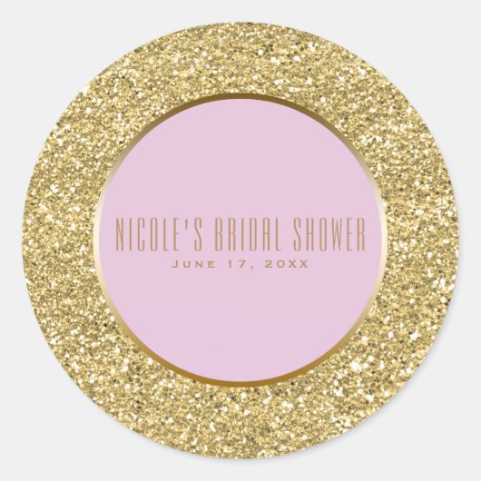 Gold Glitter + Roze Sparkle Glam Weddenschap Ronde Sticker (Voorkant)