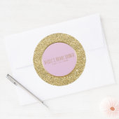 Gold Glitter + Roze Sparkle Glam Weddenschap Ronde Sticker (Envelop)