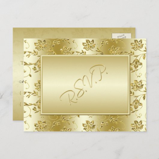 Gold Glitter RSVP-Briefkaart (past NIET bij Sq.) Uitnodiging Briefkaart (Voorkant / Achterkant)