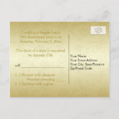 Gold Glitter RSVP-Briefkaart (past NIET bij Sq.) Uitnodiging Briefkaart (Achterkant)