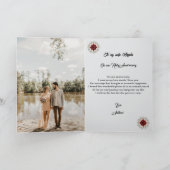 Gold Glitter Ruby Pareltjes 40ste bruiloft Jubileu Kaart (Binnen)