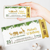 Gold Glitter Safari Adventure Ticket Pass Kaart
