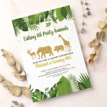 Gold Glitter Safari Animal Birthday