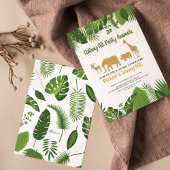 Gold Glitter Safari Animal Birthday Kaart