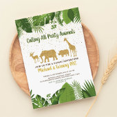 Gold Glitter Safari Animal Birthday Kaart