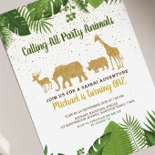 Gold Glitter Safari Animal Birthday Kaart