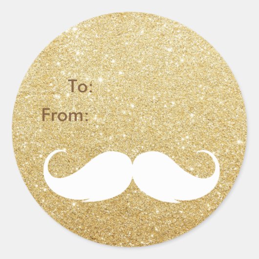 Gold Glitter Santa Mustache Holiday Gift Label (Voorkant)