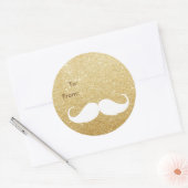 Gold Glitter Santa Mustache Holiday Gift Label (Envelop)