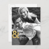 Gold Glitter Save the Date Aankondiging Briefkaart (Voorkant / Achterkant)