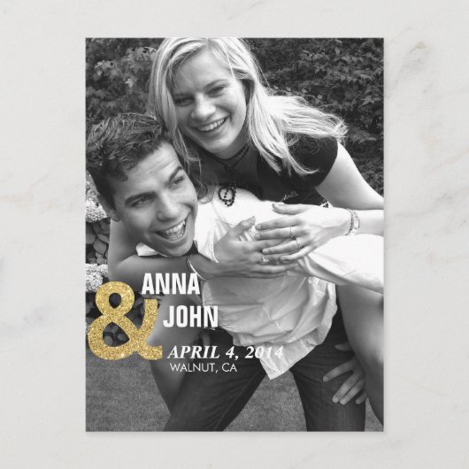 Gold Glitter Save the Date Aankondiging Briefkaart (Voorkant)