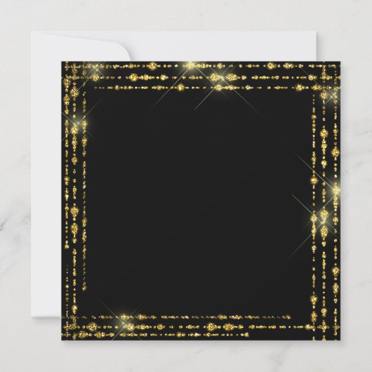 Gold Glitter Save the date Black Invitation (Achterkant)