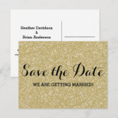 Gold Glitter Save the Date Briefkaart (Voorkant / Achterkant)