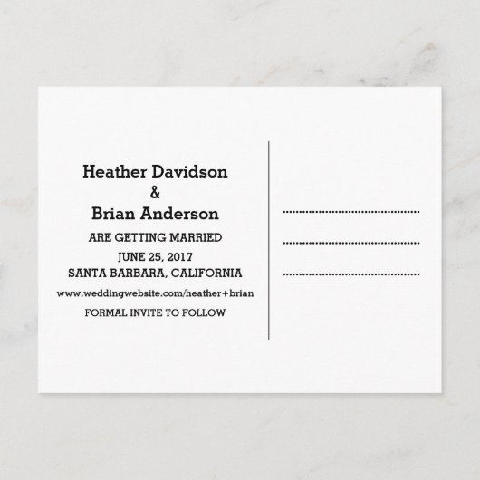 Gold Glitter Save the Date Briefkaart (Achterkant)