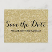 Gold Glitter Save the Date Briefkaart (Voorkant)