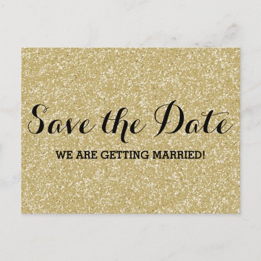 Gold Glitter Save the Date Briefkaart (Voorkant)