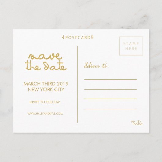 Gold Glitter Save the Date Foto Lijst Briefkaart (Achterkant)