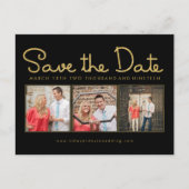 Gold Glitter Save the Date Foto Lijst Briefkaart (Voorkant)