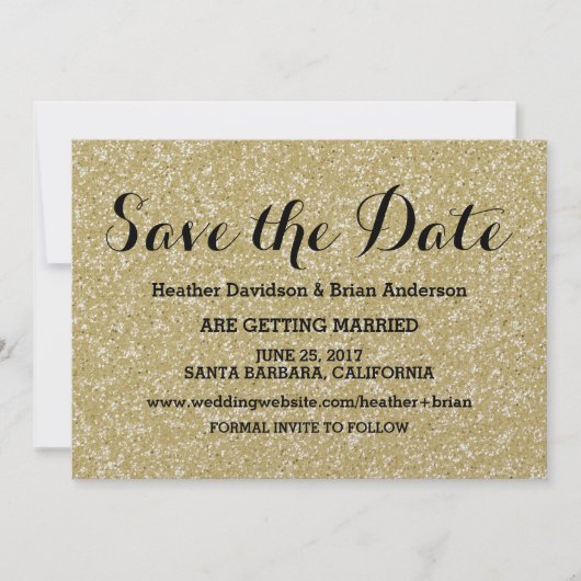 Gold Glitter Save the Date Invite (Voorkant)