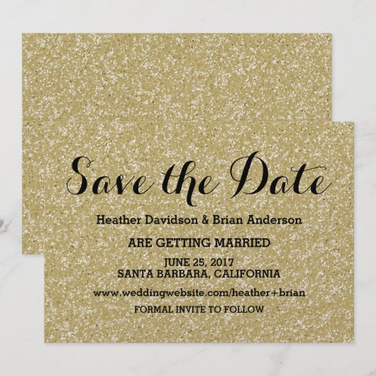 Gold Glitter Save the Date Invite (Voorkant / Achterkant)