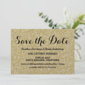 Gold Glitter Save the Date Invite (Staand voorkant)