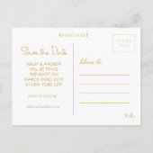 Gold Glitter Save the Date Mint Script Fotokaarten Aankondigingskaart (Achterkant)