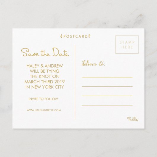 Gold Glitter Save the Date Mint Script Fotokaarten Aankondigingskaart (Achterkant)