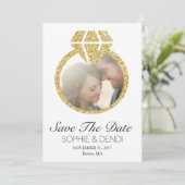 Gold Glitter Save the Date Photo Notice (Staand voorkant)
