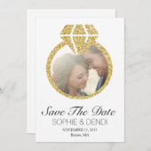 Gold Glitter Save the Date Photo Notice (Voorkant / Achterkant)