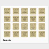 Gold Glitter Save the Date-Stickers Vierkante Sticker (Vel)