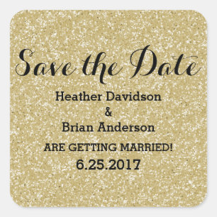 Gold Glitter Save the Date-Stickers Vierkante Sticker