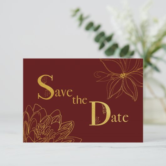 Gold Glitter Save the Date Typography Kaart (Staand voorkant)