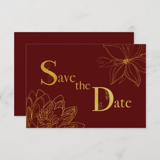 Gold Glitter Save the Date Typography Kaart (Voorkant / Achterkant)